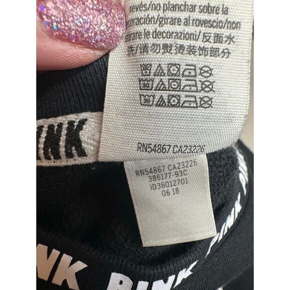 Victoria’s Secret Y2K PINK Crewneck Black White Sweatshirt Dog Logo Size Medium - Picture 6 of 10